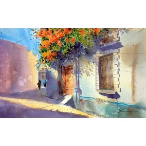 Sadia Arif, 14 x 24 Inch, Watercolor on Paper, Cityscape Painting, AC-SAD-055